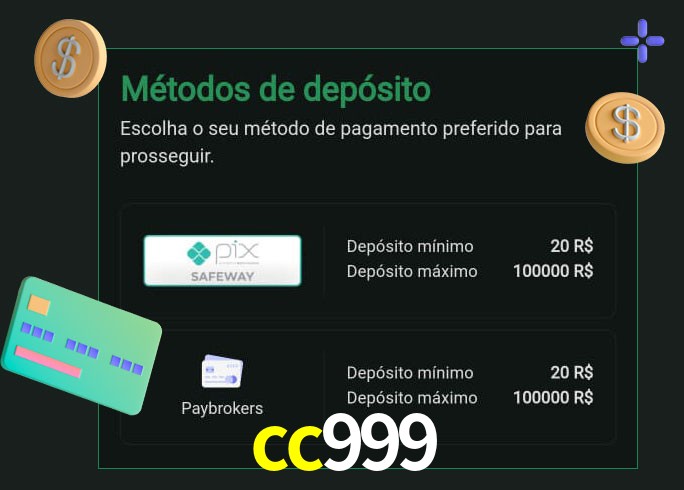O cassino cc999 oferece uma grande variedade de métodos de pagamento